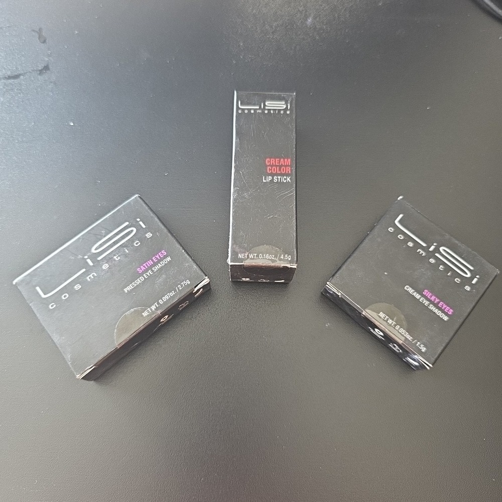 Bundle Of 3‎ LiSi Makeup Products: 1 Cream & 1 Powder Eye Shadow & Lipstick-NIB